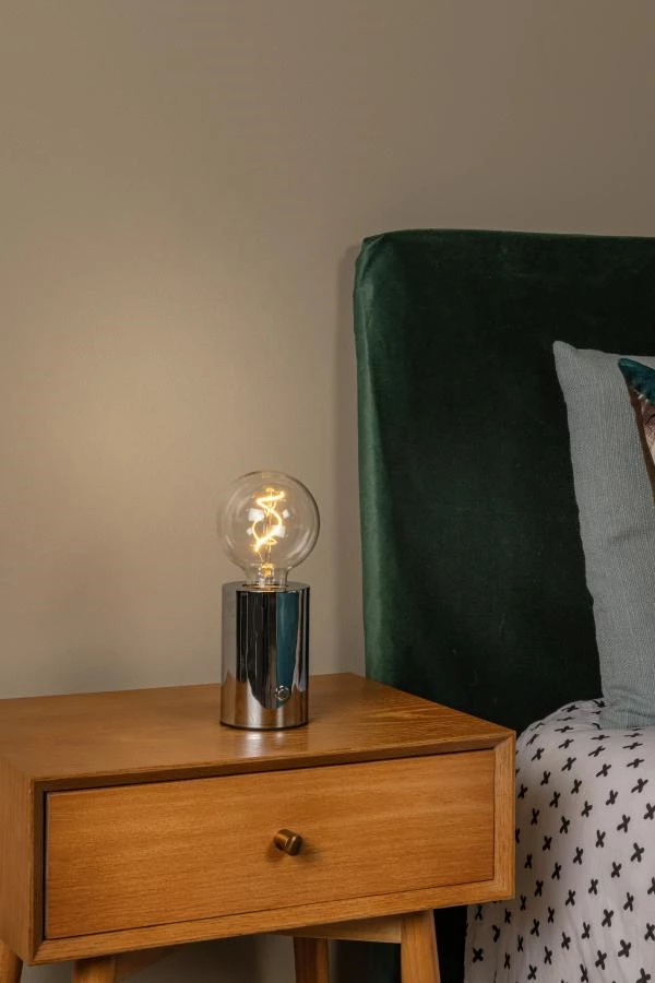 Lucide VIVO - Rechargeable Table lamp - Battery pack - Ø 8 cm - LED Dim. - E27 - 1x1W 2700K - Chrome - atmosphere 1